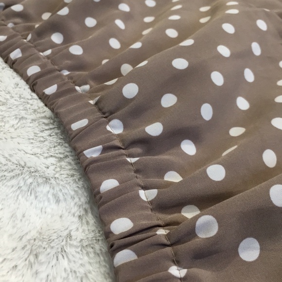 Vintage Pleated Tan & White Polka Dot Skirt Size 8 - Picture 3 of 3